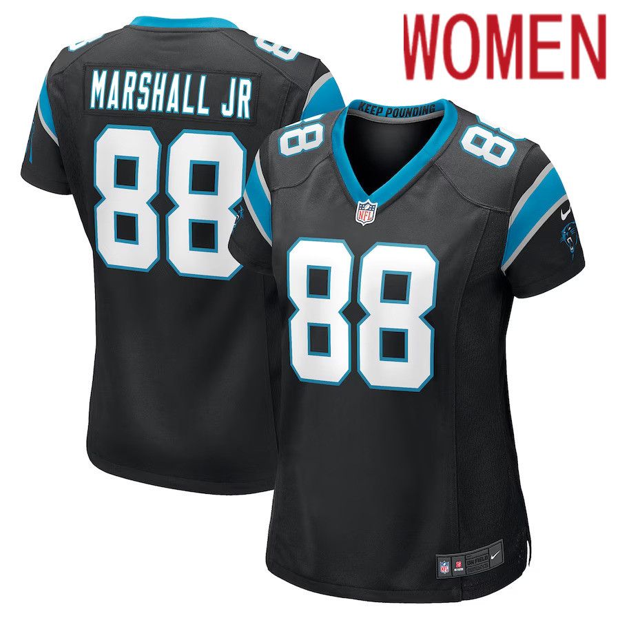 Women Carolina Panthers #88 Terrace Marshall Jr. Nike Black Game NFL Jersey->women nfl jersey->Women Jersey